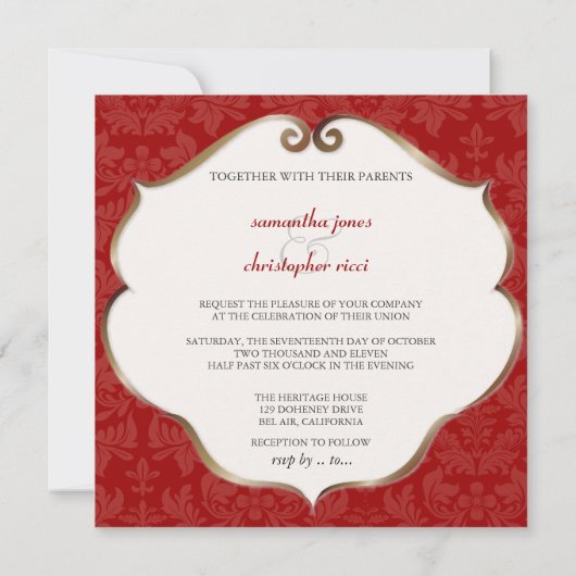 PixDezinesバロック1/赤 招待状 (裏面)