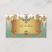 PixDezinesバロック・ダマスク/ティール（緑がかった色） 名刺 (正面)