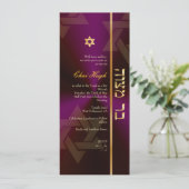 PixDezinesバークラシック（ユダヤ教の）バル・ミツバー/紫ブドウ/金ゴールド 招待状 (スタンド正面)