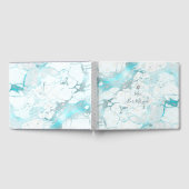 PixDezinesバー（ユダヤ教の）バル・ミツバー、大理石、アクア+シルバー ゲストブック (全面)