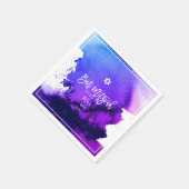 PixDezinesバー(ユダヤ教の)バル・ミツバー |水彩電気紫 スタンダードカクテルナプキン (角)