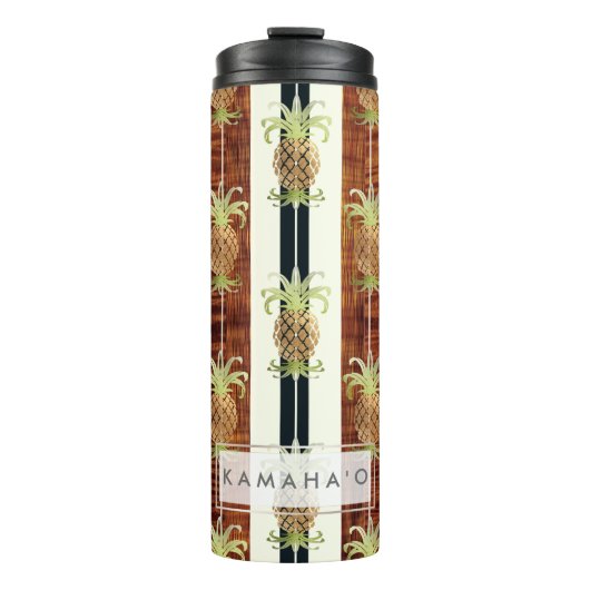 PixDezinesパイナップルコフェイクア木材ロングボード タンブラー (正面)