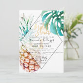 PixDezinesパイナップルブライダルシャワー+モンステラ 招待状 (スタンド正面)