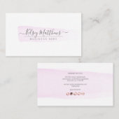 PixDezinesパウダーピンク水彩ブラシストローク 名刺 (正面/裏面)