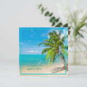 PixDezinesパラダイス/熱帯ビーチ/ヤシの木 招待状 (スタンド正面)