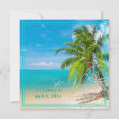 PixDezinesパラダイス/熱帯ビーチ/ヤシの木 招待状 (正面)