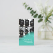 PixDezinesパーソナルトレーナー/JM/ティール(緑がかった色) 名刺 (スタンド正面)