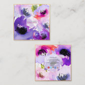 PixDezinesパープルウォーターバラ/フローラウォーター色 スクエア名刺 (正面/裏面)