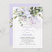 PixDezinesパープルガムユーカリブライダルシャワー 招待状 (正面/裏面)