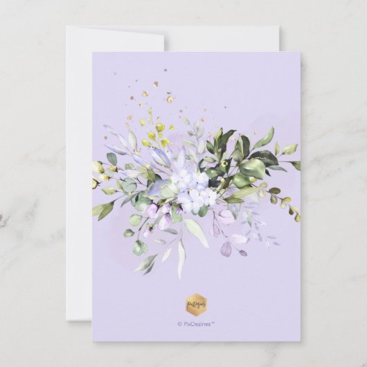 PixDezinesパープルガムユーカリブライダルシャワー 招待状 (裏面)