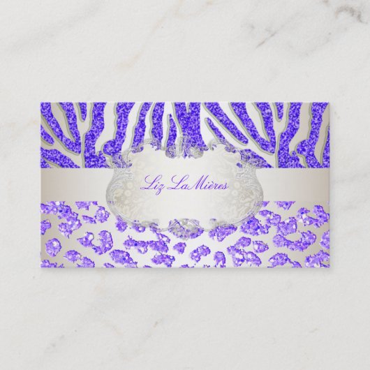 PixDezinesパープルゼブラ/leopard 名刺 (正面)