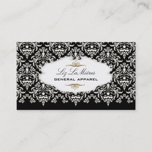 PixDezinesパールセラインヴィンテージダマスク/DIYカラー 名刺 (正面)