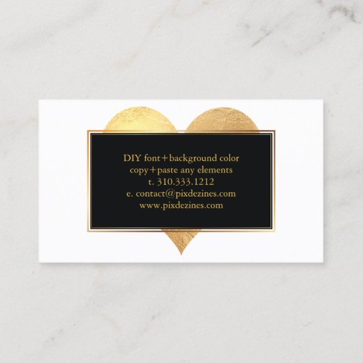PixDezinesビッグハートが/DIYバックグフェイクラウンドで金ゴールド 名刺 (裏面)