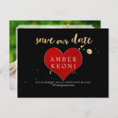 PixDezinesビッグ赤いハート救/日付/DIYカラー 案内ポストカード (正面/裏面)