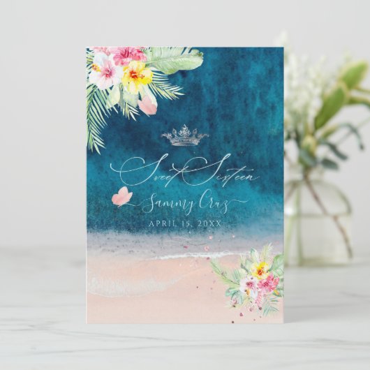 PixDezinesビーチスイート16 ディープブルーシー 招待状 (スタンド正面)