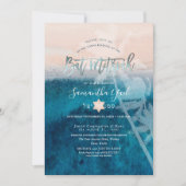 PixDezinesビーチパームツリーズバルミツワー招待状 招待状 (正面)