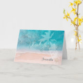 PixDezinesビーチパームツリー（ユダヤ教の）バル・ミツバーサンキューカード カード (黄色い花)