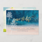 PixDezinesビーチフェイク金ゴールドモダンブラシスクリプトAnn 案内ポストカード (正面/裏面)