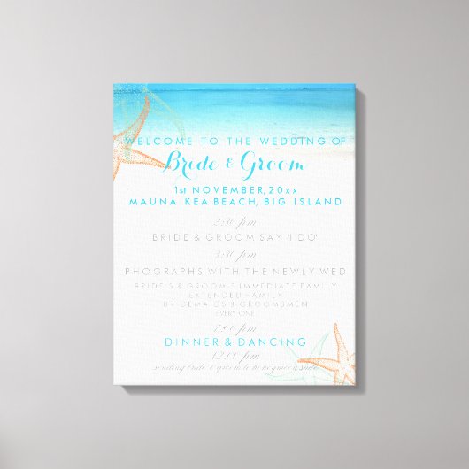 PixDezinesビーチ結婚式プログラム キャンバスプリント (正面)