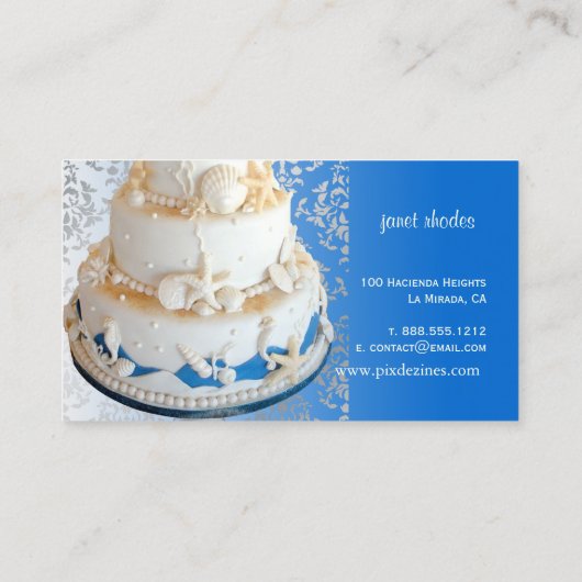 PixDezinesビーチ結婚式Kake/DIY背景色 名刺 (裏面)