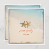 PixDezinesビーチ+ヒトデ+サンゴ 招待状 (正面/裏面)