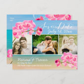 PixDezinesビーチ+ピンクマウイの蘭が日付を保存 案内ポストカード (正面/裏面)