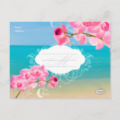 PixDezinesビーチ+ピンクマウイの蘭が日付を保存 案内ポストカード (裏面)