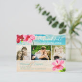 PixDezinesビーチ+ピンクマウイハイビスカスが日付を保存 案内ポストカード (スタンド正面)