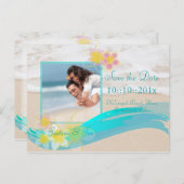 PixDezinesビーチ+プルメリア、日救付/日大事な行事 案内ポストカード (正面/裏面)