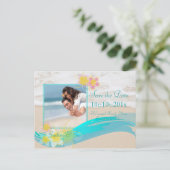 PixDezinesビーチ+プルメリア、日救付/日大事な行事 案内ポストカード (スタンド正面)