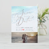 PixDezinesビーチ / 浜辺のSave the Date 招待状 (スタンド正面)