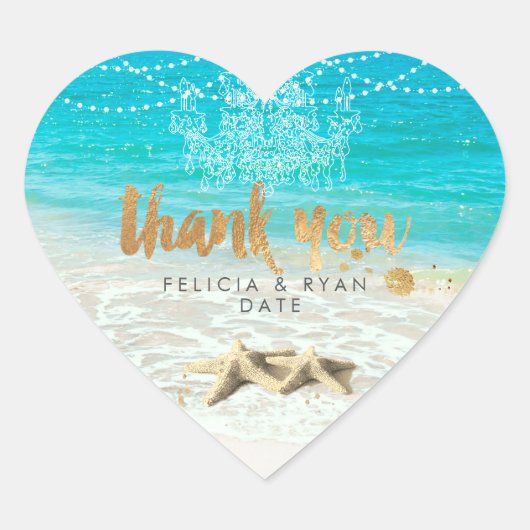 PixDezinesビーチ/lightstrings+チャンデリア感謝していユー ハートシール (正面)