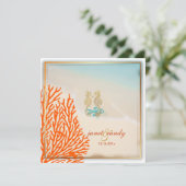PixDezinesビーチ+seahorse+coral 招待状 (スタンド正面)