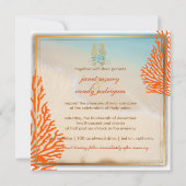 PixDezinesビーチ+seahorse+coral 招待状 (裏面)