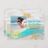 PixDezinesビーチ、starfis、日救付/日付大事な行事 案内ポストカード (正面/裏面)