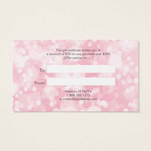 PixDezinesピエレガントンクかわいらし《写真》ぼけ味ギフトカード (裏面)