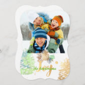 PixDezinesピネコン/金ゴールド/緑/ホリデーカード シーズンカード (正面/裏面)