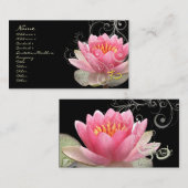 PixDezinesピンクのウォーターユリ+パーリー渦 名刺 (正面/裏面)