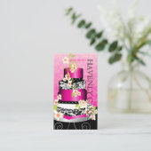 PixDezinesピンクのケ結婚ーキ/ベーカリー/パティシセリ 名刺 (スタンド正面)