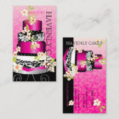 PixDezinesピンクのケ結婚ーキ/ベーカリー/パティシセリ 名刺 (正面/裏面)