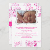 PixDezinesピンクのトール/誕生のアナウンス/シャワー 招待状 (正面/裏面)