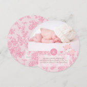 PixDezinesピンクのヒッポ+トイル 案内状 (正面/裏面)