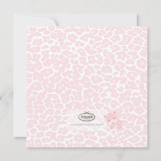 PixDezinesピンクのヒッポ+ヒョウ誕生のお知らせ 案内状 (裏面)