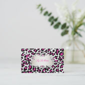 PixDezinesピンクのヒョウ印刷/クラスラベル 名刺 (スタンド正面)