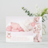 PixDezinesピンクのフクロウ/ディーアカントカラー 案内状 (スタンド正面)