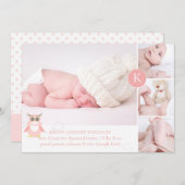 PixDezinesピンクのフクロウ/ディーアカントカラー 案内状 (正面/裏面)