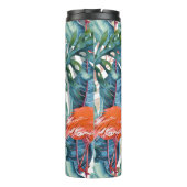 PixDezinesピンクのフラミンゴ+トロピカルリーフ タンブラー (裏面)