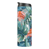 PixDezinesピンクのフラミンゴ+トロピカルリーフ タンブラー (回転右)