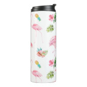 PixDezinesピンクのフラミンゴ+トロピカルリーフ タンブラー (回転左)