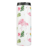 PixDezinesピンクのフラミンゴ+トロピカルリーフ タンブラー (裏面)